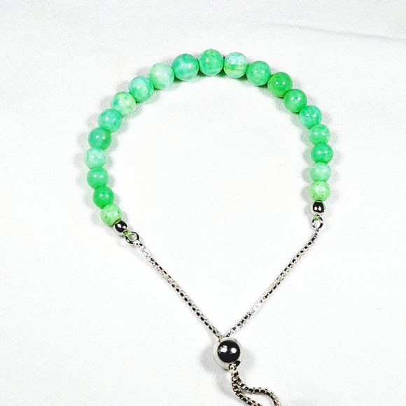 Minimalist enhanced Green Opal bolo bracelet for kids/adults adj 16.25ct 925SS - Picture 1 of 4